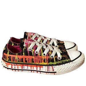 Converse CT All Star Ox Sneakers Little Kid 11 Black Multicolor Paint Drip Shoes